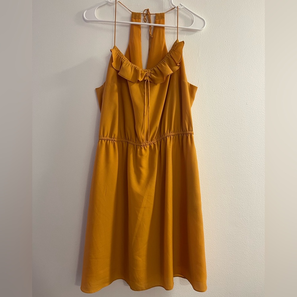 Mustard BCBG Halter String Strap Dress L